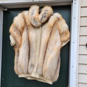 Men's Golden Isle Fox Fur Vest Size XL - Leather with buttons - Unisex Women's